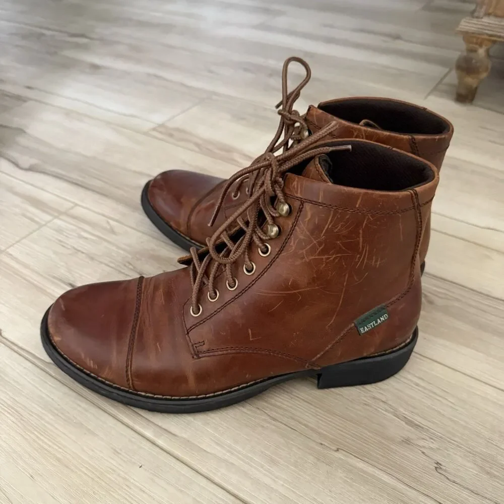 Eastland Men's High Fidelity 7204-04 Tan Brown Leather Boots Size 10W